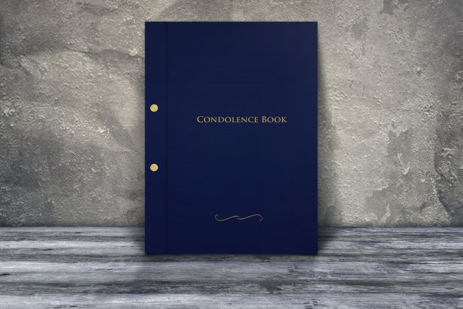 Blue Interscrew Binder Condolence Book  Plain Motif (For Home Printing)
