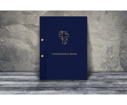 Blue Interscrew Binder Condolence Book With Cross Motif (For Home Printing)