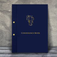 Blue Interscrew Binder Condolence Book With Cross Motif (For Home Printing)