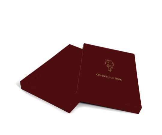 Red Interscrew Binder Condolence Book  With Cross Motif (For Home Printing) #2