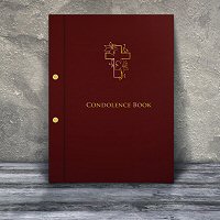 Red Interscrew Binder Condolence Book  With Cross Motif (For Home Printing)