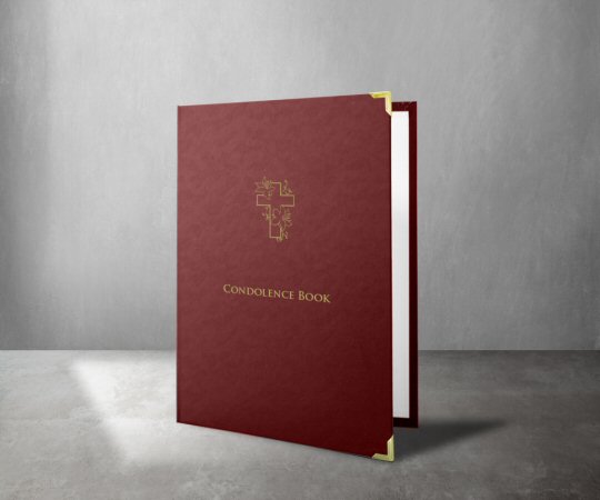 Red Ring Binder Condolence Book  With Cross Motif (For Home Printing)
